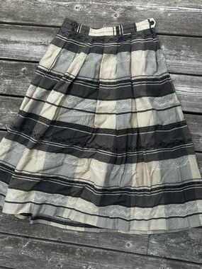 Vintage Geiger A-Line Striped Black and Cream Skirt
